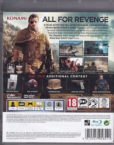 Metal Gear Solid V the Phantom Pain - Day One Edition - PS3  (B Grade) (Genbrug)